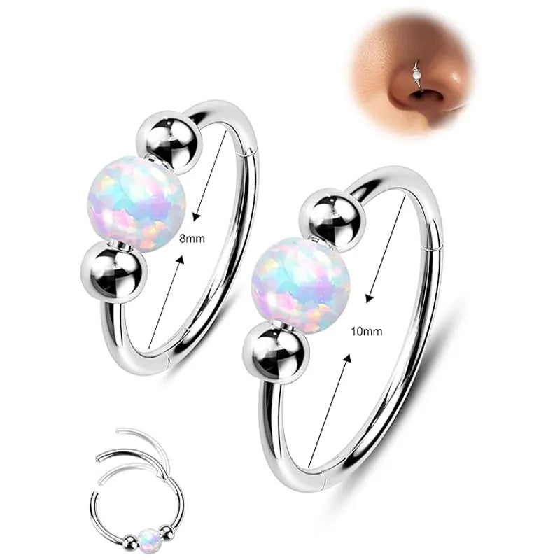316L Surgical Steel 18g 20g Opal Nose Ear Rings