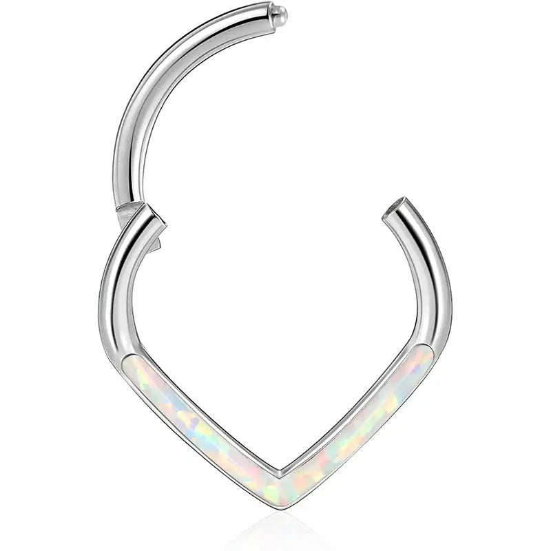 Shiny nose ring earrings with irregular opal 1