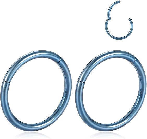 Blue 2 Pcs Surgical Steel Nose Rings