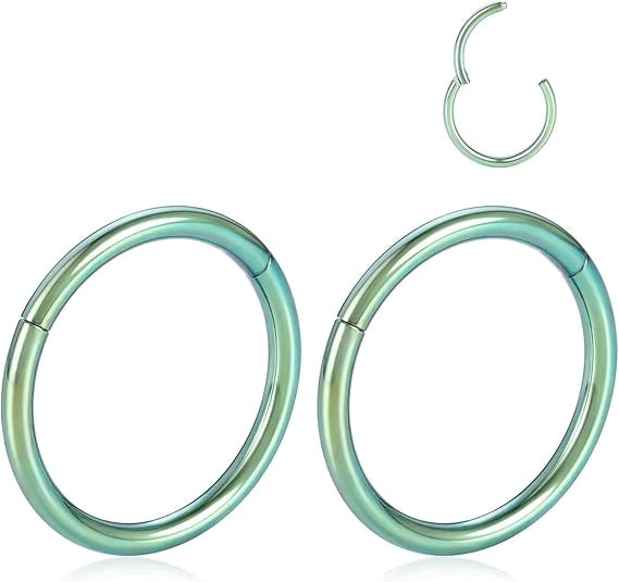 16G-20G Green Nose Rings 2 Pcs