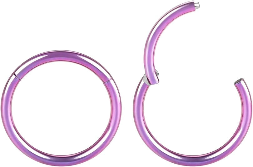 Purple 16G 18G 20G Seamless Hinged Nose Ring