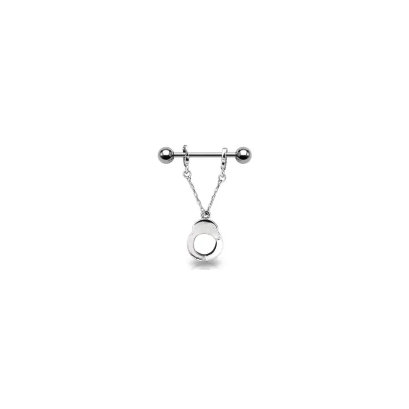 Hanging Handcuff Dangle Nipple Rings – 14G Surgical Steel