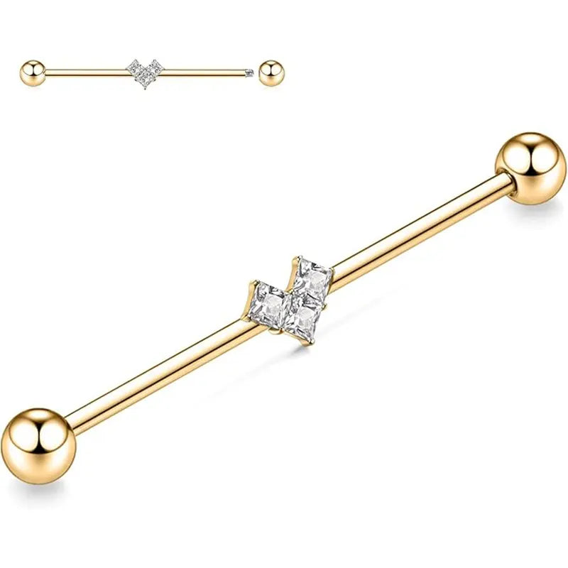 316L Love White Zircon Gold Industrial Rod 1.6*38*(5*5)