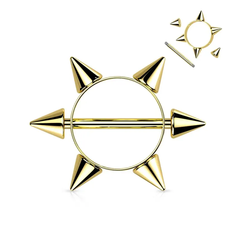 Medical steel tip full round nipple rings multi-color 4
