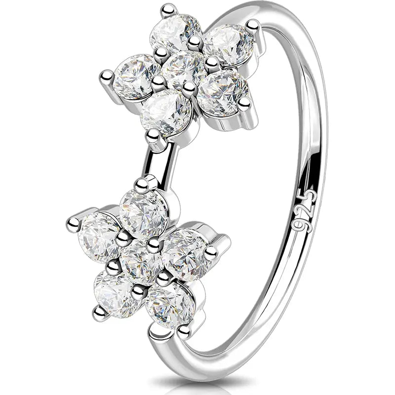 925 Sterling Silver Flower Nose Hoop