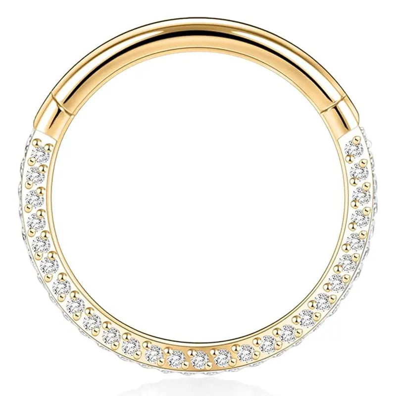 16G Gold Surgical Steel Band CZ Hoop Cartilage Earrings