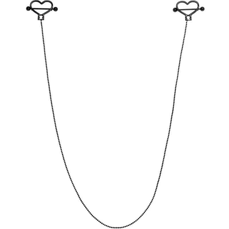 Heart-to-Heart Black Anodized Dangle Nipple Chain