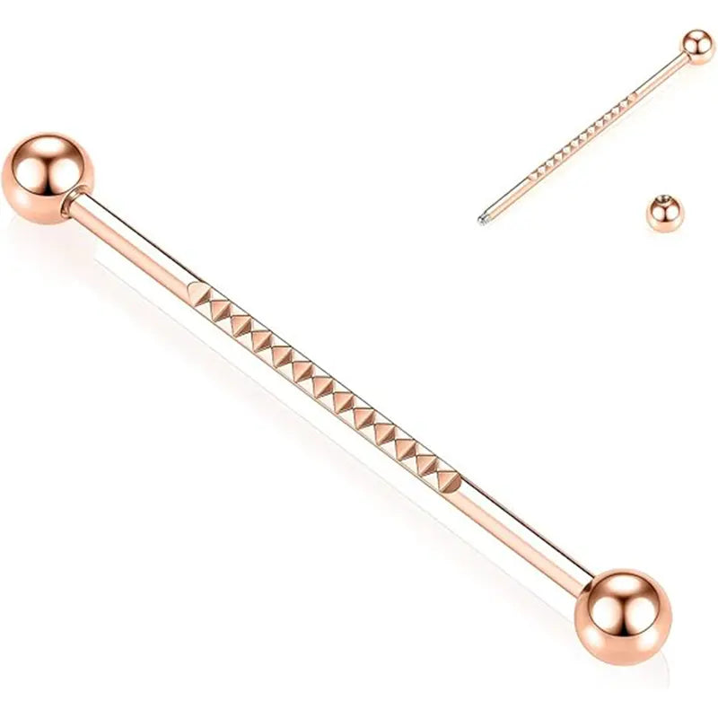 14G Rose Gold Pyramid Industrial Barbell for Cartilage