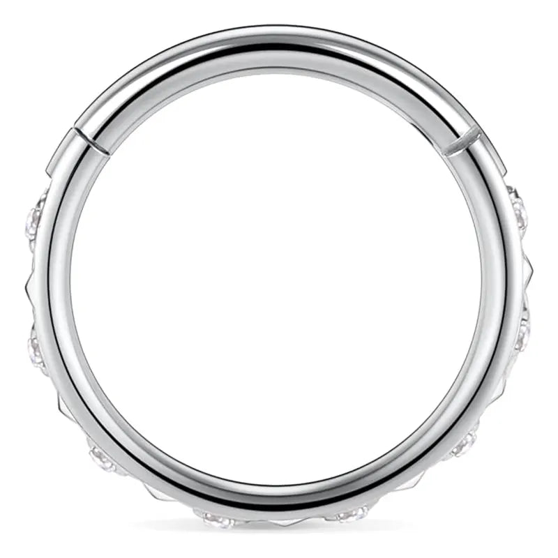 16G Silver Surgical Steel with ABCZ and Pyramid Hoop Earrings