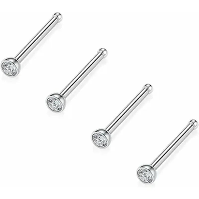 20G Titanium Diamond Inlaid Nose Studs Set of Four