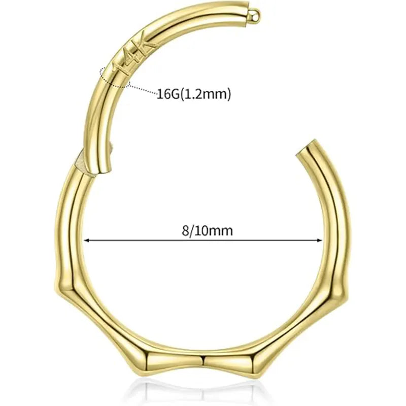 14K Pure Gold Bamboo Joint Ring 1.2*8