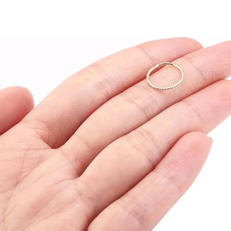 14K Pure Gold Split Ring with White Zirconia on the Side 1.2*8