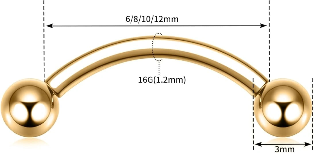 Gold Titanium Eyebrow Ring
