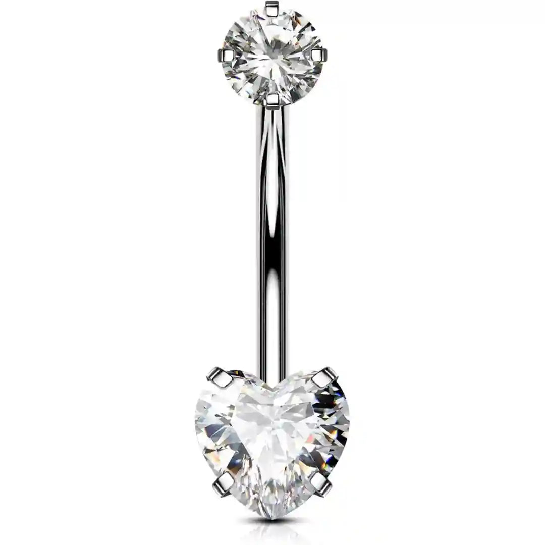 Dangle Belly Button Ring 14G Titanium CZ Internally Threaded