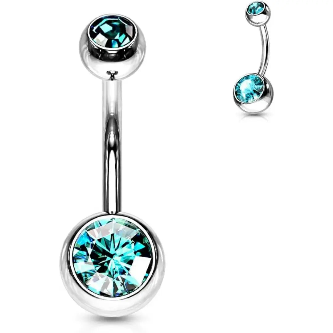 14GA Black Titanium Sapphire Barbell Belly Ring 3