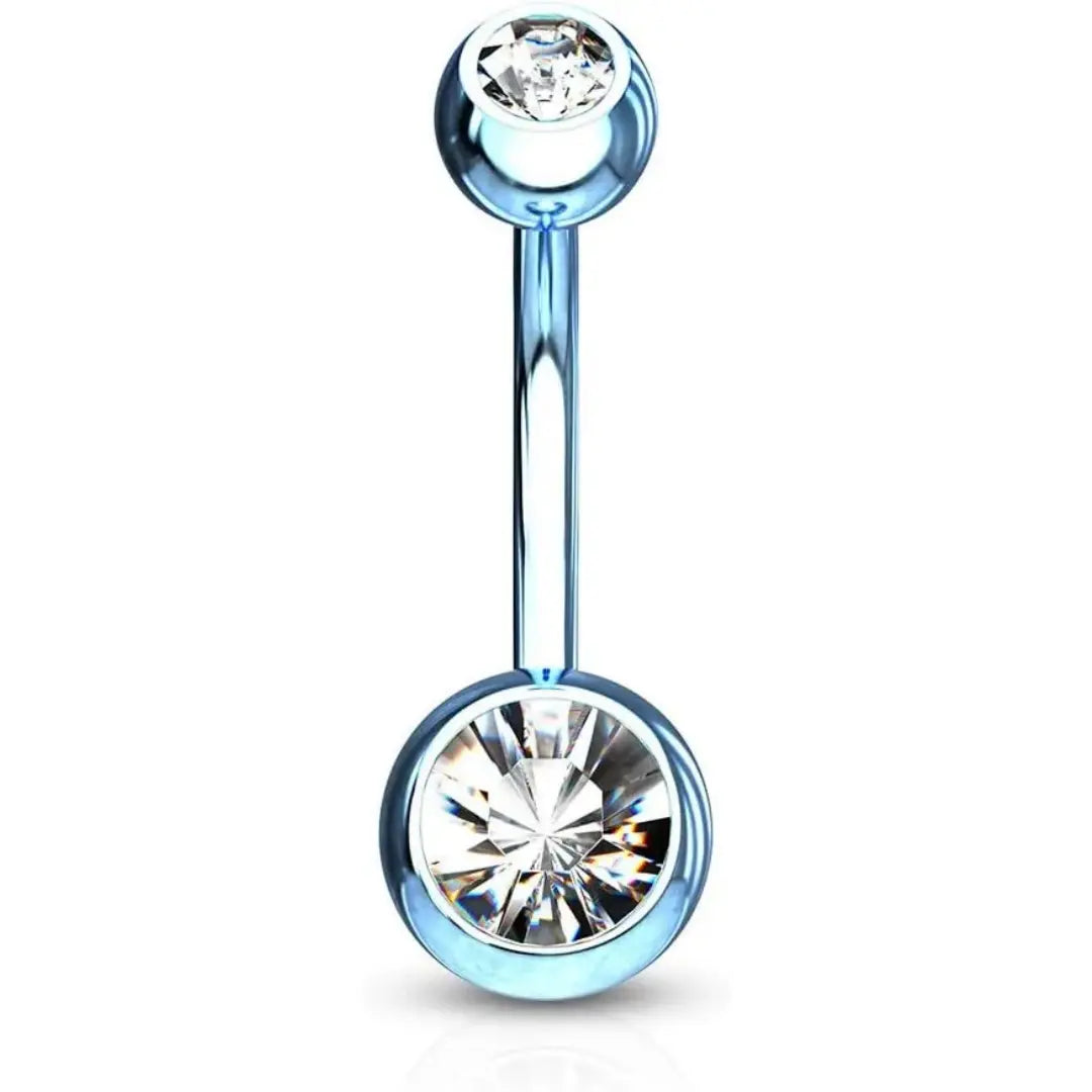 14GA Black Titanium Sapphire Barbell Belly Ring 4