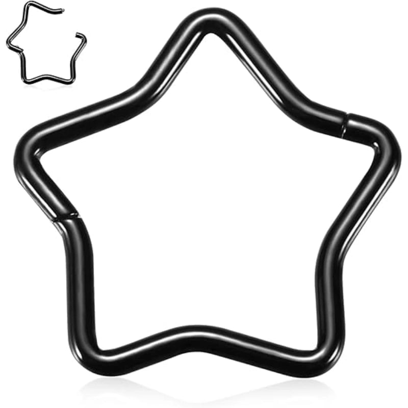Black Star Hoop Earring