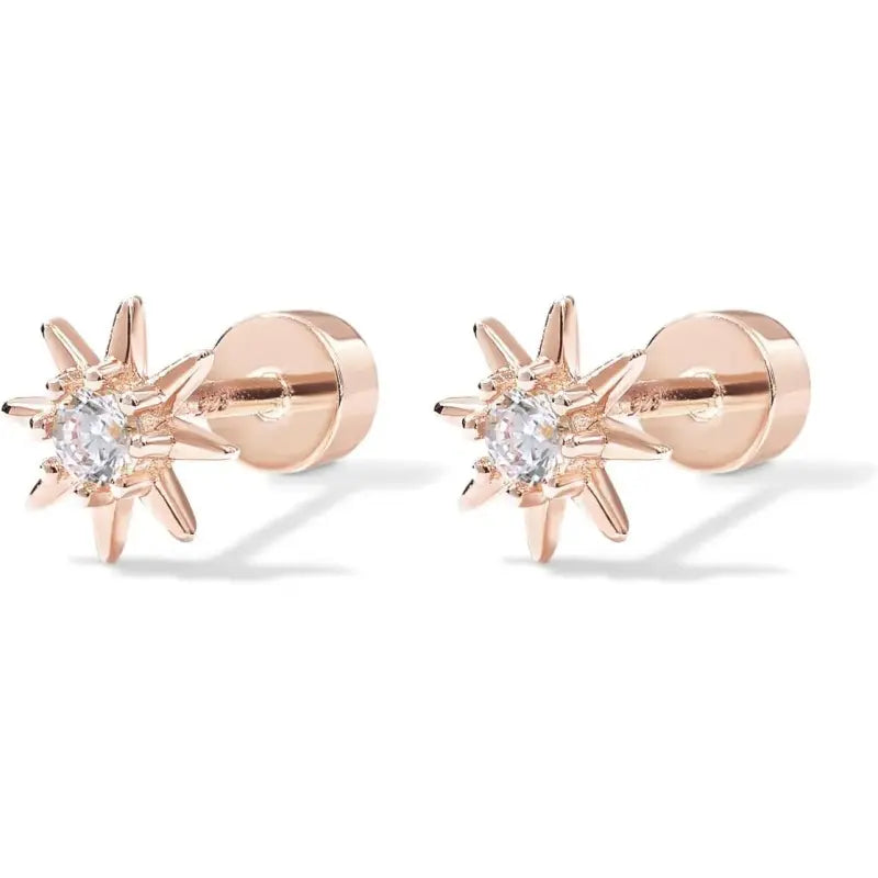 Sterling Silver Gold Plated Sun Shape Cartilage Earrings