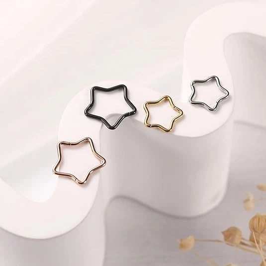 Black Star Hoop Earring