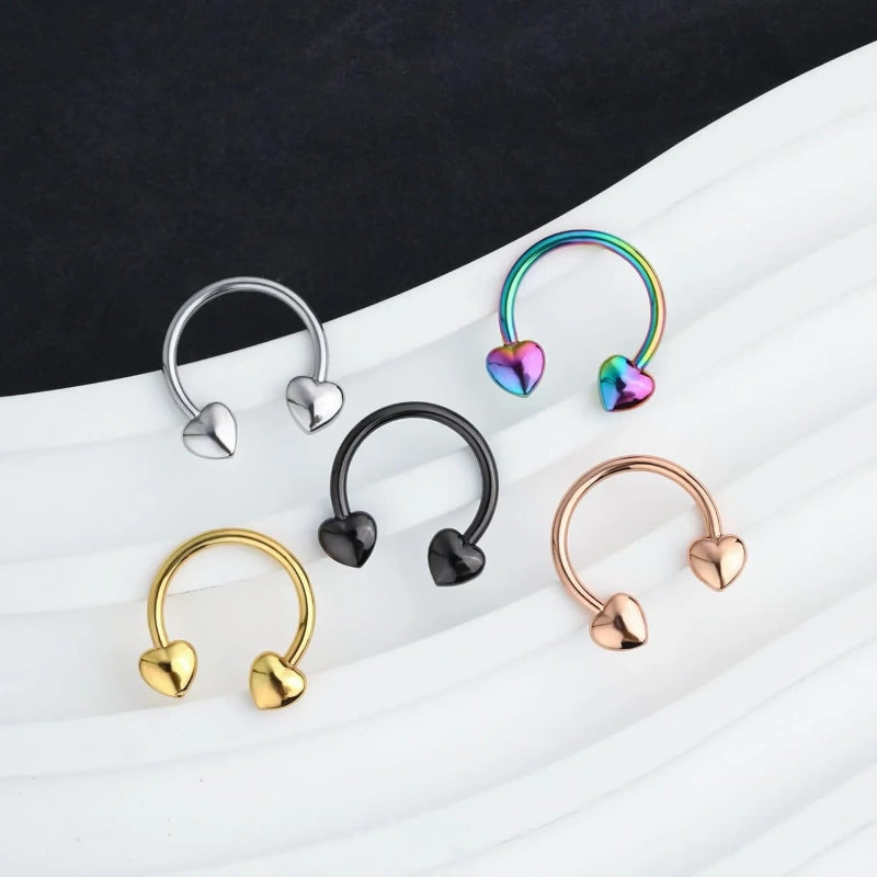 16G Heart Septum Ring & Cartilage Hoop – Piercing Jewelry