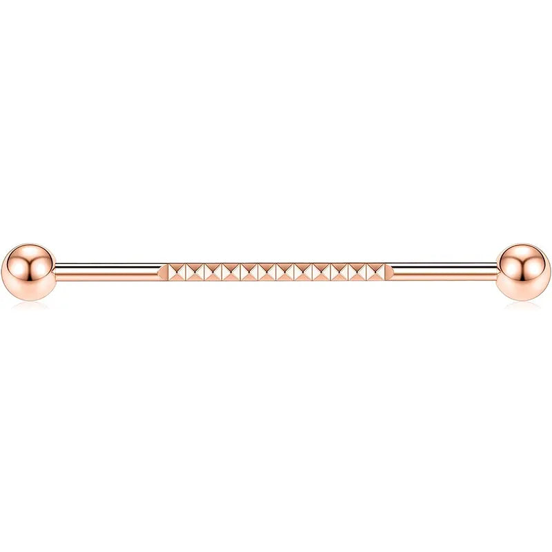 14G Rose Gold Pyramid Industrial Barbell for Cartilage