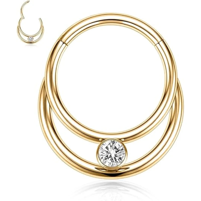 Double Hoop Septum Clicker with CZ