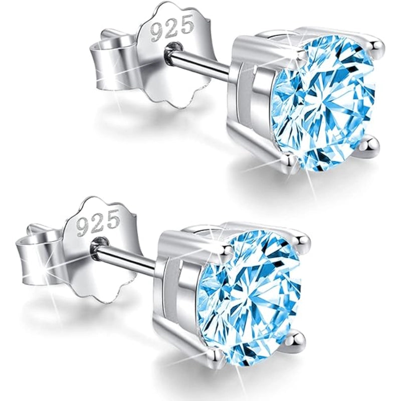 Blue CZ Stud Earrings