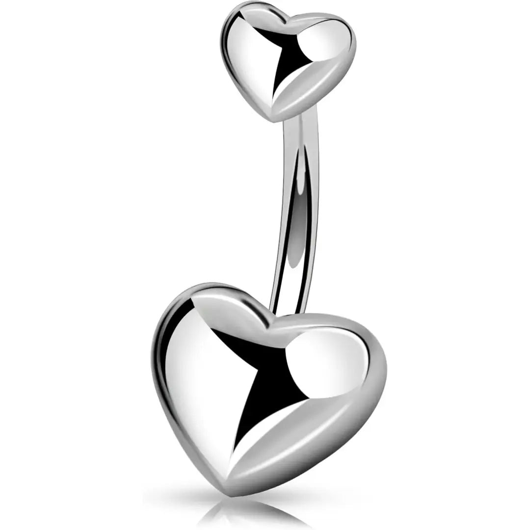 Heart titanium belly button ring in various sizes