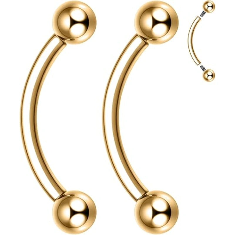 Gold Titanium Eyebrow Ring