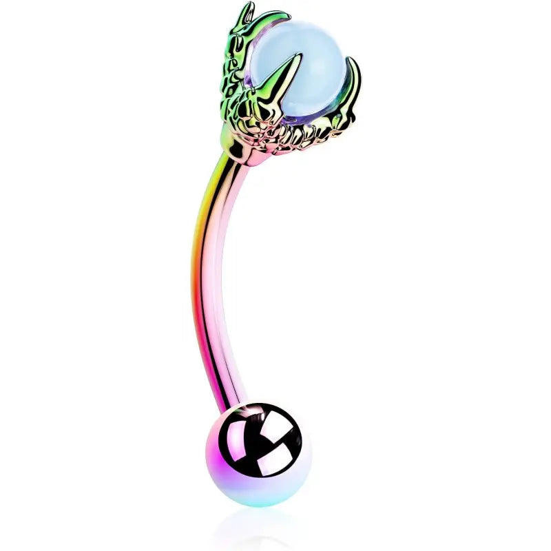 Eyebrow Ring 316L medical steel, Unique Obsidian Dragon Claw