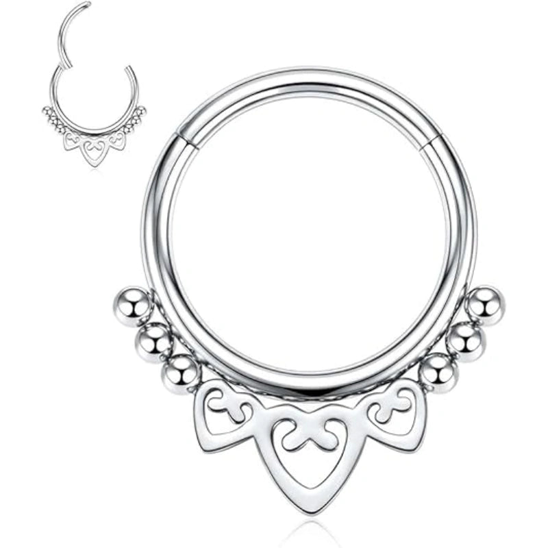 Heart Hollow Septum Ring Clicker