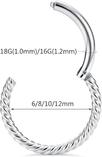 Twisted Silvery Nose Hoops