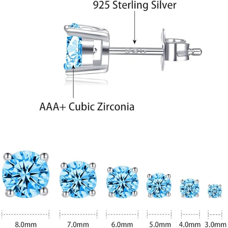Blue CZ Stud Earrings