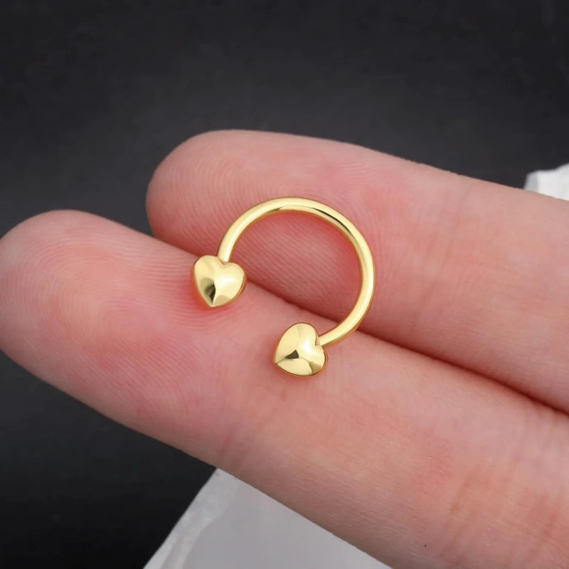 16G Heart Septum Ring & Cartilage Hoop – Piercing Jewelry