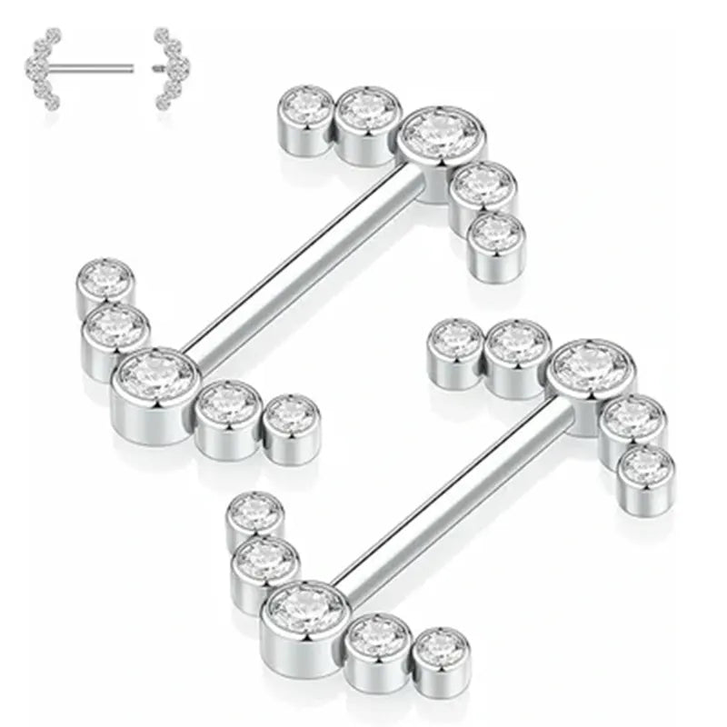 14G Titanium Shiny Cute Round CZ Nipple Barbell