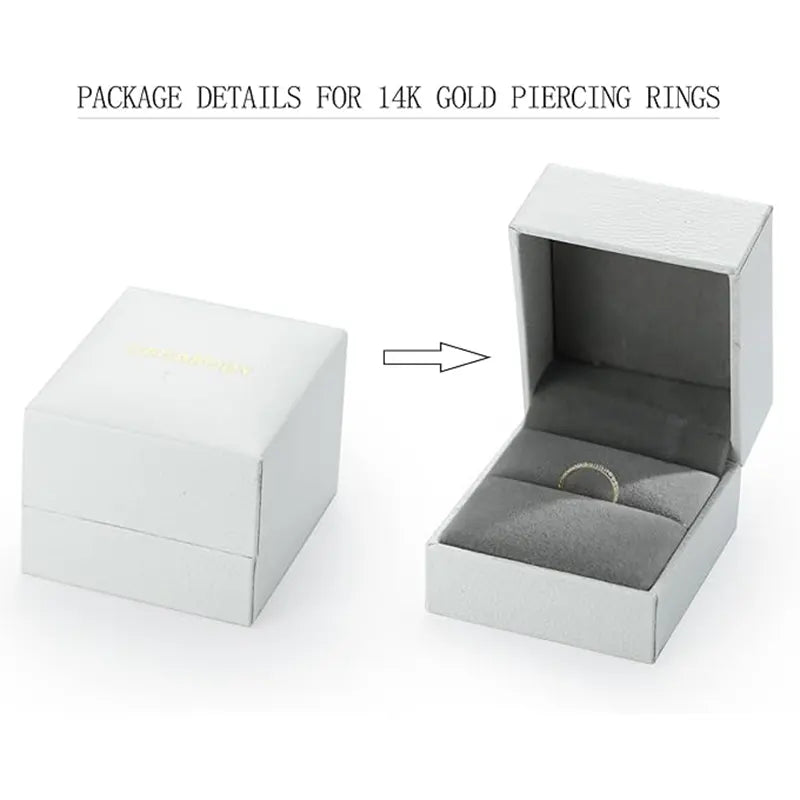 14K Pure Gold Split Ring with White Zirconia on the Side 1.2*8