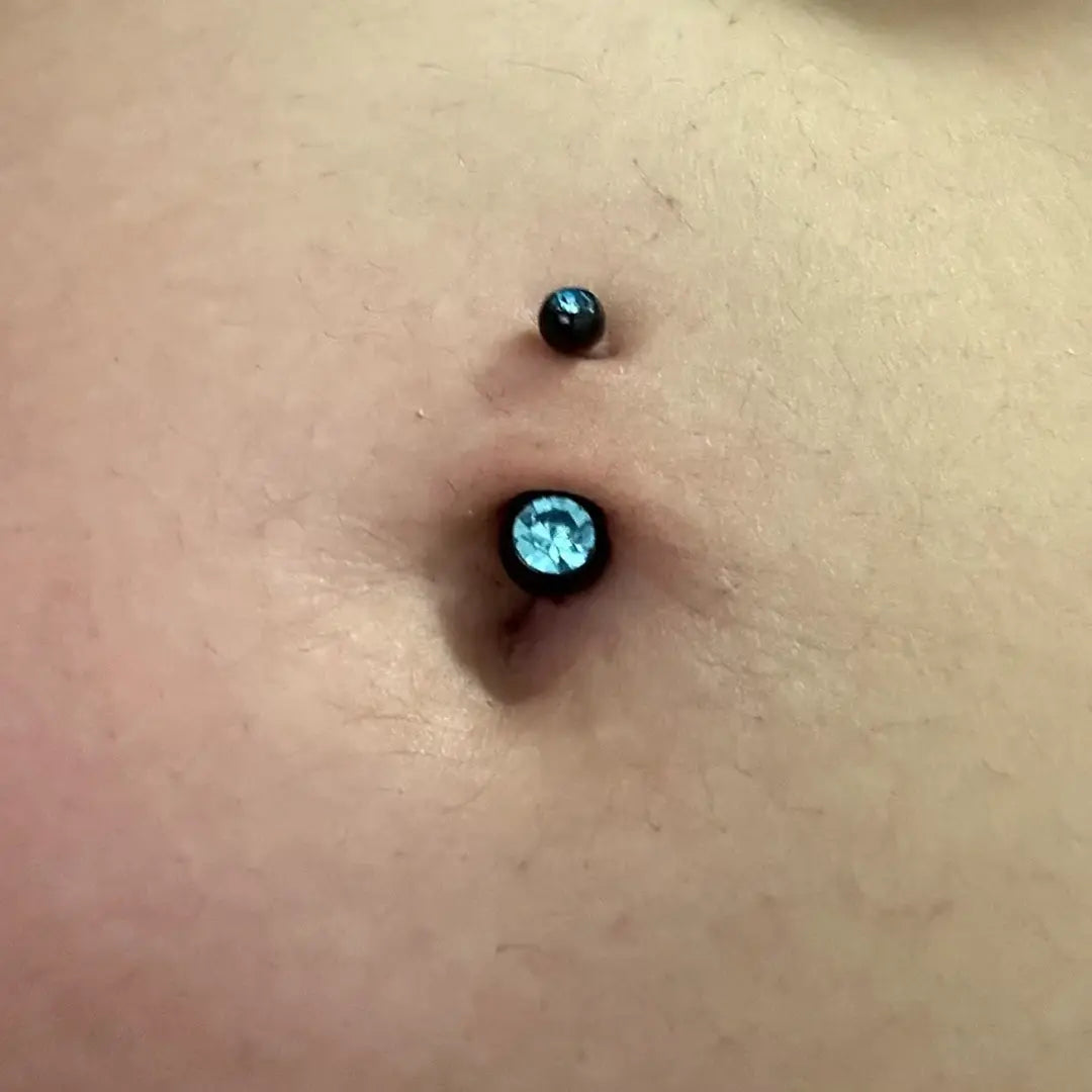 14GA Black Titanium Sapphire Barbell Belly Ring 1