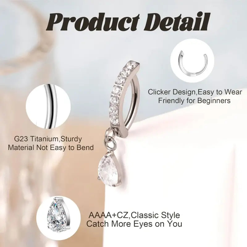 Hypoallergenic 14G Titanium Belly Button Clicker Ring