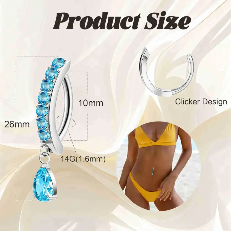 Hypoallergenic 14G Titanium Belly Button Clicker Ring