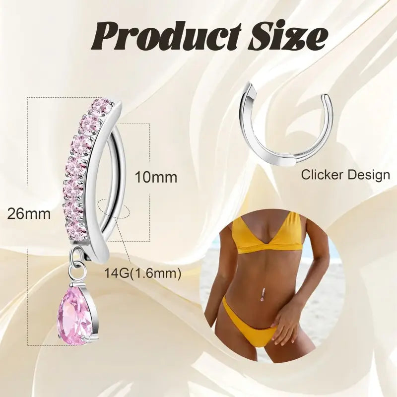 Hypoallergenic 14G Titanium Belly Button Clicker Ring