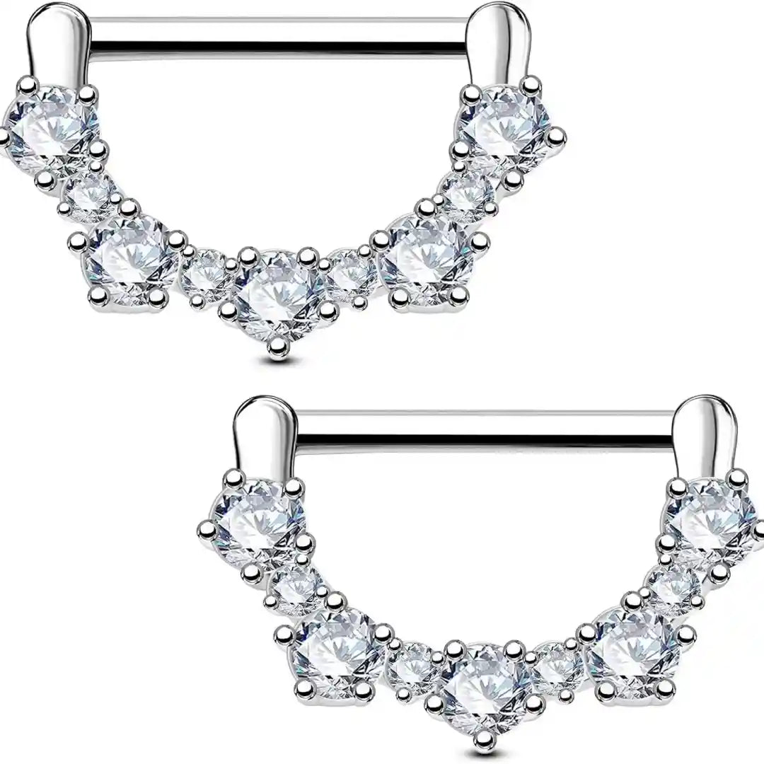 2pcs 14G Cap Nipple Rings in 316 Medical Steel