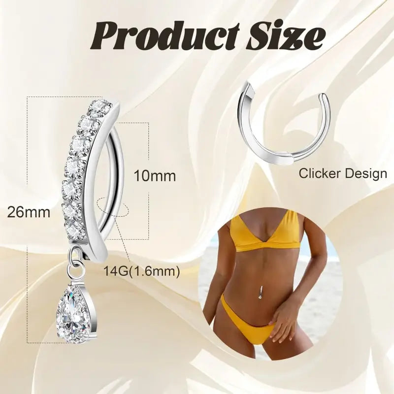 Hypoallergenic 14G Titanium Belly Button Clicker Ring