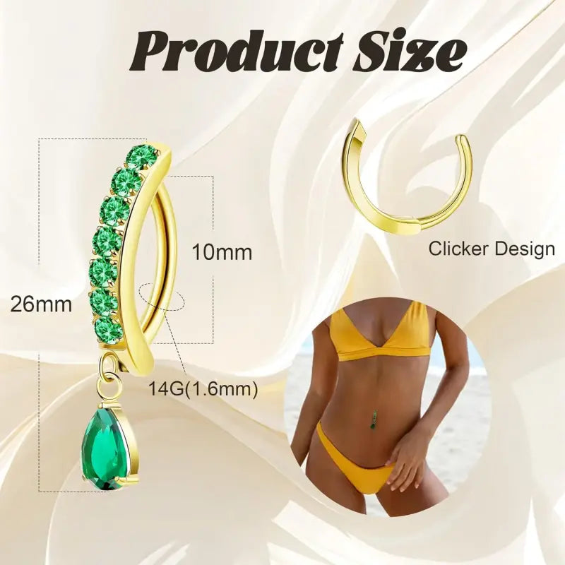 Hypoallergenic 14G Titanium Belly Button Clicker Ring