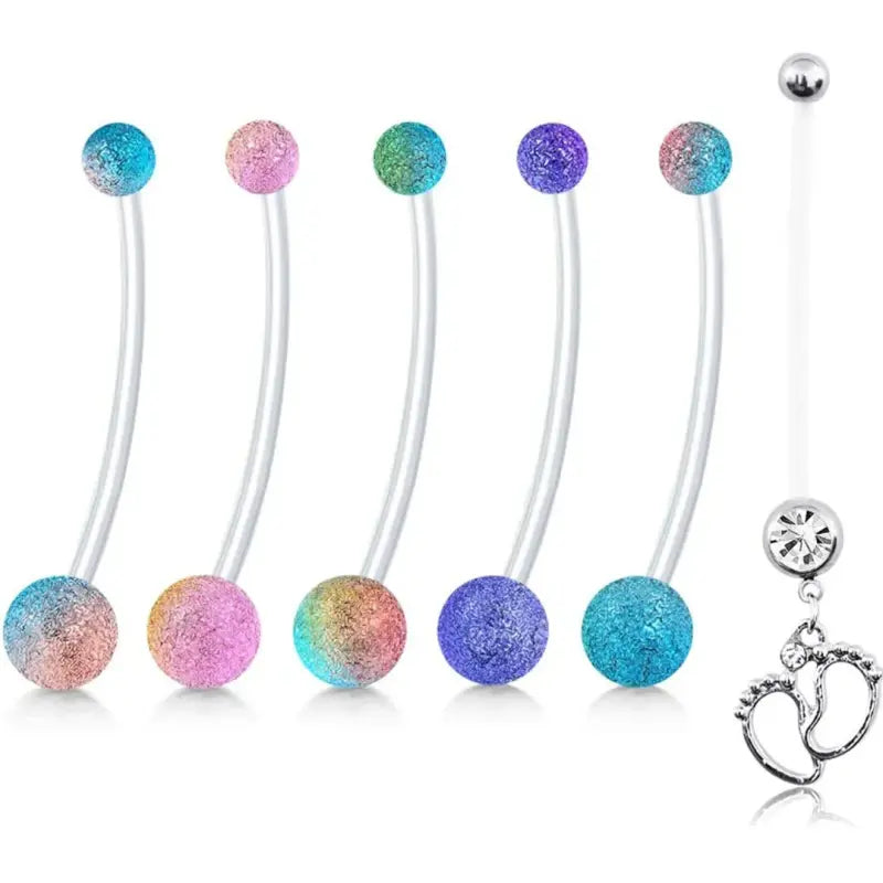 pregnant belly button ring five-piece set, soft and safe 3