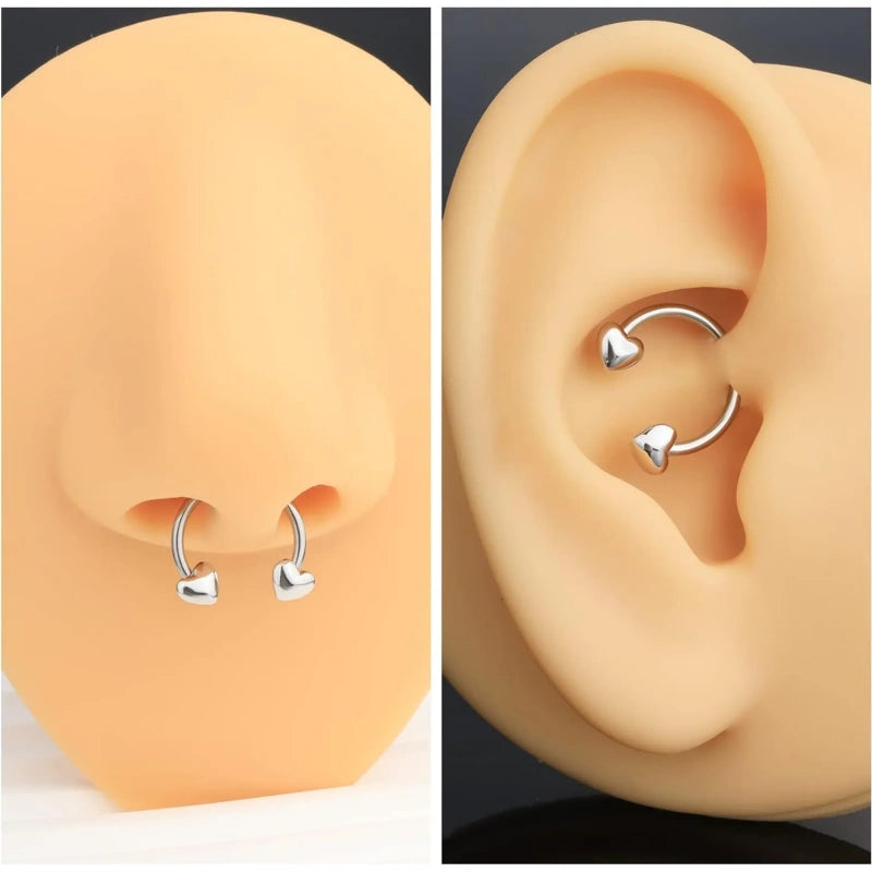 16G Heart Septum Ring & Cartilage Hoop – Piercing Jewelry