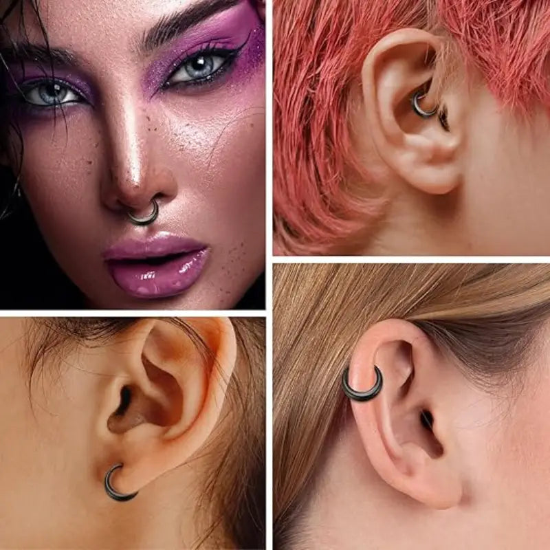 Horn Design Septum Ring Clicker in 316L Surgical Steel