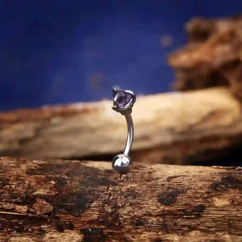 Eyebrow Ring 316L medical steel, Unique Obsidian Dragon Claw