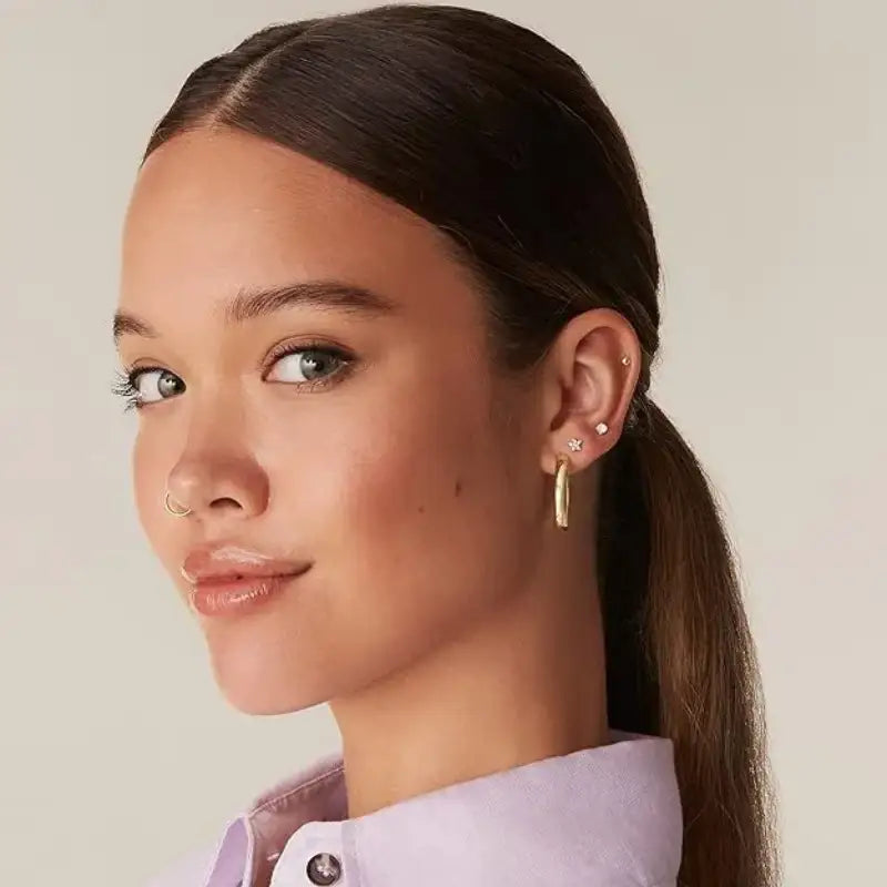 Sterling Silver Gold Plated Sun Shape Cartilage Earrings