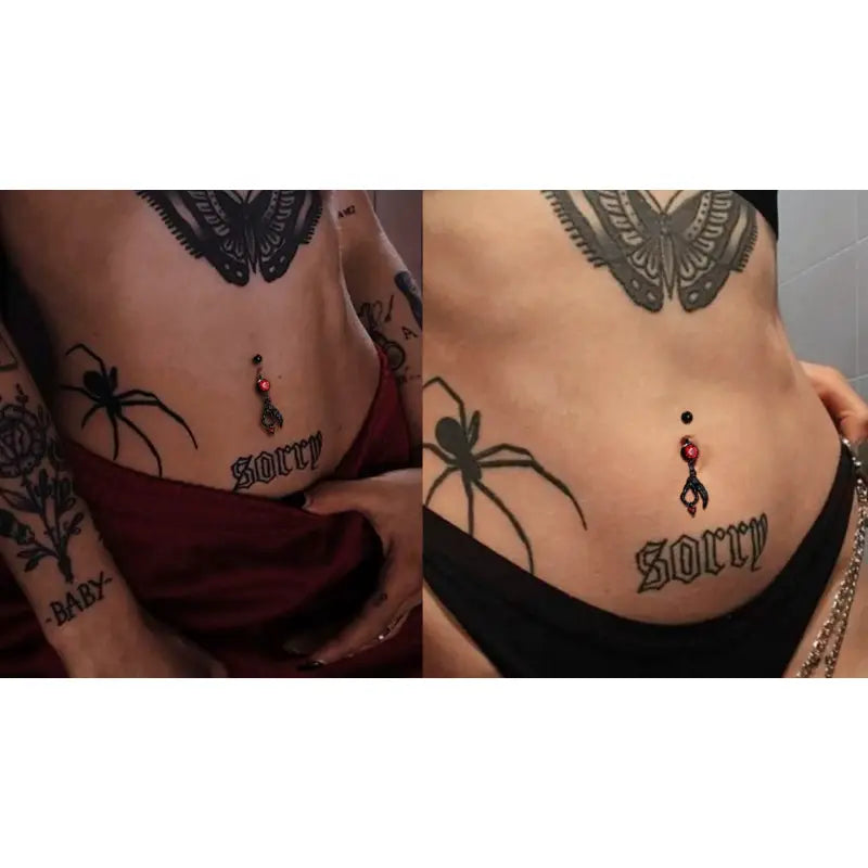 Halloween Skeleton Hand Belly Ring – 14G Stainless Steel