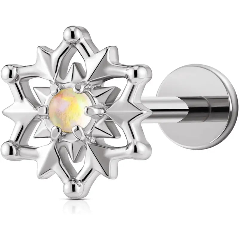 16G titanium earrings, sunflower snowflake design